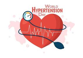 monde hypertension journée sur mai 17e illustration avec haute du sang pression et rouge l'amour image dans plat dessin animé main tiré pour atterrissage page modèles vecteur