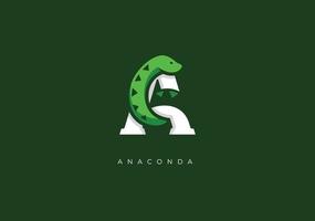 anaconda une monogramme, vecteur logo