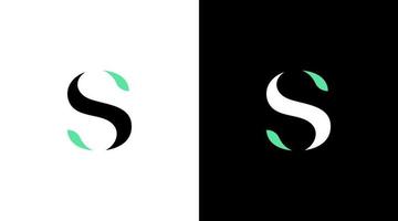 lettre s logo la nature vert feuille vecteur monogramme style conception modèle