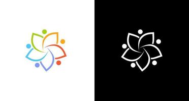 communauté gens logo avec coloré fleur monogramme icône conception modèle vecteur
