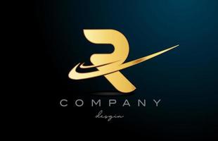 r alphabet lettre logo avec double swoosh dans or d'or couleur. entreprise Créatif modèle conception pour entreprise vecteur