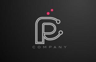 rose gris ligne p alphabet lettre logo icône conception avec point. Créatif modèle pour entreprise et affaires vecteur