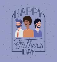 carte de fête des pères heureuse avec des personnages de papas vecteur