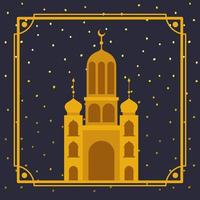 cadre avec bâtiment de la mosquée dorée vecteur