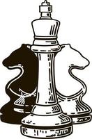 noir et blanc échecs Les figures compétition sport stratégie silhouette logo conception. classique badge emblème échecs club, tournoi logo vecteur