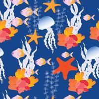 coraux et algue. vecteur botanique illustration. sous-marin flore, mer les plantes. sous-marin monde. plongée. varech. sans couture modèle, interminable ornement.