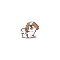 mignon, shih tzu, chien, séance, et, sourire, dessin animé, icône, vecteur, illustration vecteur