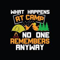 conception de t-shirt de camping vecteur