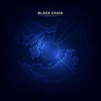 Technologie blockchain avec concept de connexion globale adapté à l'investissement financier ou aux tendances de la crypto-monnaie vecteur
