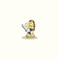 Chevalier cheval échecs dessin animé mascotte logo vecteur