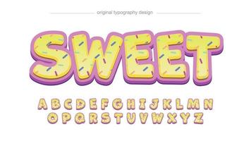 typographie de dessin animé abstrait beignet jaune et rose vecteur