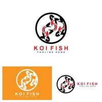 création de logo de poisson koi, vecteur de poisson d'ornement chanceux et triomphal chinois, icône de poisson d'or de marque d'entreprise