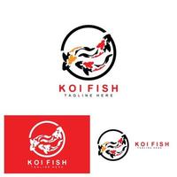 création de logo de poisson koi, vecteur de poisson d'ornement chanceux et triomphal chinois, icône de poisson d'or de marque d'entreprise