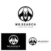 création de logo de recherche, illustration de détective, recherche de domicile, lentille en verre, vecteur de marque d'entreprise