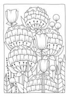 coloration page avec grand rond fleurs. art thérapie. noir et blanc Contexte pour coloration. art doubler. vecteur