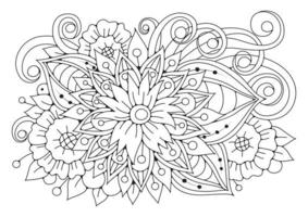 vecteur illustration avec abstrait fleurs pour coloration. art thérapie pour les enfants et adultes. fleur coloration page.