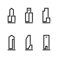 ensemble d'icône de bâtiment plat minimal, illustration de logo vectoriel. vecteur