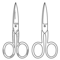 contour silhouette esquisser ciseaux, cisailles, paire de ciseaux. médical instrument. hôpital, médical vecteur