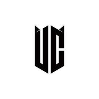 uc logo monogramme avec bouclier forme dessins modèle vecteur