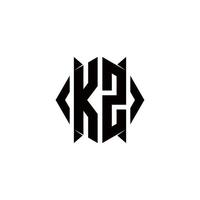 kz logo monogramme avec bouclier forme dessins modèle vecteur