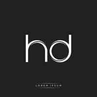 HD initiale lettre Divisé minuscule logo moderne monogramme modèle isolé sur noir blanc vecteur