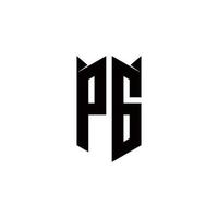 pg logo monogramme avec bouclier forme dessins modèle vecteur