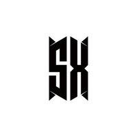 sx logo monogramme avec bouclier forme dessins modèle vecteur