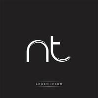 NT initiale lettre Divisé minuscule logo moderne monogramme modèle isolé sur noir blanc vecteur