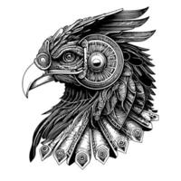 Aigle tête est une puissant et majestueux image, avec une féroce oiseau de proie avec tranchant yeux, une tranchant le bec, et plumes cette symboliser force et liberté vecteur