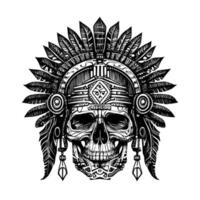 Indien guerrier crâne tatouage est une puissant et symbolique conception, représentant force, courage, et le guerrier esprit de originaire de américain culture vecteur