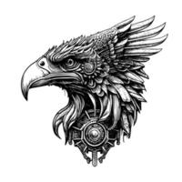 Aigle tête logo est une puissant symbole souvent associé avec force, liberté, et patriotisme. il est souvent utilisé dans des sports équipes et militaire insignes vecteur