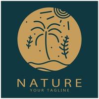 la nature vecteur logo. avec des arbres, rivières, mers, montagnes, affaires emblèmes, Voyage insignes, ,écologique santé