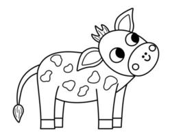 vecteur noir et blanc veau icône. mignonne dessin animé peu vache illustration pour enfants. ferme bébé animal isolé sur blanc Contexte. bétail image ou coloration page pour les enfants