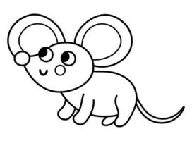 vecteur noir et blanc Souris icône. mignonne dessin animé timide illustration pour enfants. contour ferme animal isolé sur blanc Contexte. coloration page ou image pour les enfants