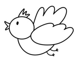 vecteur noir et blanc oiseau icône isolé sur blanc Contexte. printemps traditionnel symbole et conception élément. mignonne en volant et en chantant animal avec touffe illustration ou coloration page pour des gamins