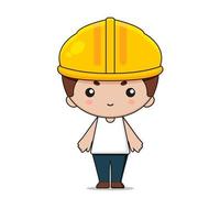 illustration de personnage de mascotte de construction de travail mignon vecteur