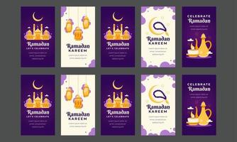 content célébrer Ramadan kareem social médias histoires vecteur plat conception