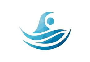 faible poly et Créatif nager logo conception, vecteur illustration
