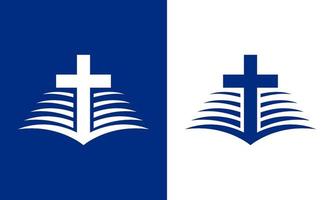 Bible et traverser logo dans nuances de bleu. il est adapté pour logos de des églises, organisations, mouvements, communautés, et autres. vecteur