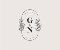 initiale gn des lettres magnifique floral féminin modifiable premade monoline logo adapté pour spa salon peau cheveux beauté boutique et cosmétique entreprise. vecteur