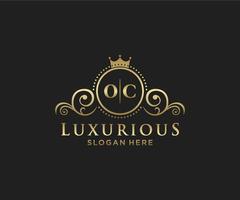 modèle initial de logo de luxe royal de lettre oc dans l'art vectoriel pour le restaurant, la royauté, la boutique, le café, l'hôtel, l'héraldique, les bijoux, la mode et d'autres illustrations vectorielles.