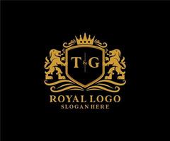 modèle de logo de luxe royal lion lettre initiale tg dans l'art vectoriel pour le restaurant, la royauté, la boutique, le café, l'hôtel, l'héraldique, les bijoux, la mode et d'autres illustrations vectorielles.