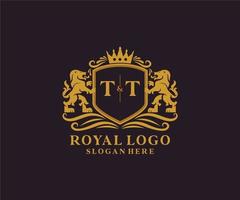 modèle de logo de luxe royal lion lettre initiale tt dans l'art vectoriel pour le restaurant, la royauté, la boutique, le café, l'hôtel, l'héraldique, les bijoux, la mode et d'autres illustrations vectorielles.