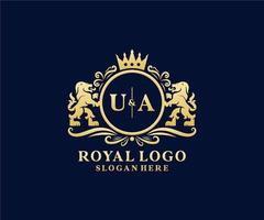 modèle de logo de luxe royal lion lettre initiale ua dans l'art vectoriel pour le restaurant, la royauté, la boutique, le café, l'hôtel, l'héraldique, les bijoux, la mode et d'autres illustrations vectorielles.