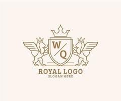 initiale qq lettre Lion Royal luxe héraldique, crête logo modèle dans vecteur art pour restaurant, royalties, boutique, café, hôtel, héraldique, bijoux, mode et autre vecteur illustration.