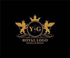 initiale yg lettre Lion Royal luxe héraldique, crête logo modèle dans vecteur art pour restaurant, royalties, boutique, café, hôtel, héraldique, bijoux, mode et autre vecteur illustration.