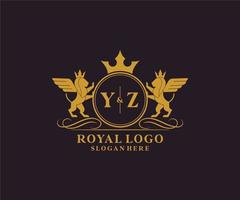 initiale yz lettre Lion Royal luxe héraldique, crête logo modèle dans vecteur art pour restaurant, royalties, boutique, café, hôtel, héraldique, bijoux, mode et autre vecteur illustration.