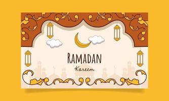 modèle de carte de voeux plat ramadan. - vecteur. vecteur