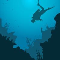 Silhouette de l'Illustration vectorielle de plongée sous-marine