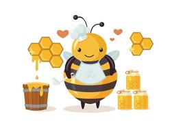 dodu glouton drone adorer Miel. dessin animé abeille mignonne personnage dans plat style. vecteur